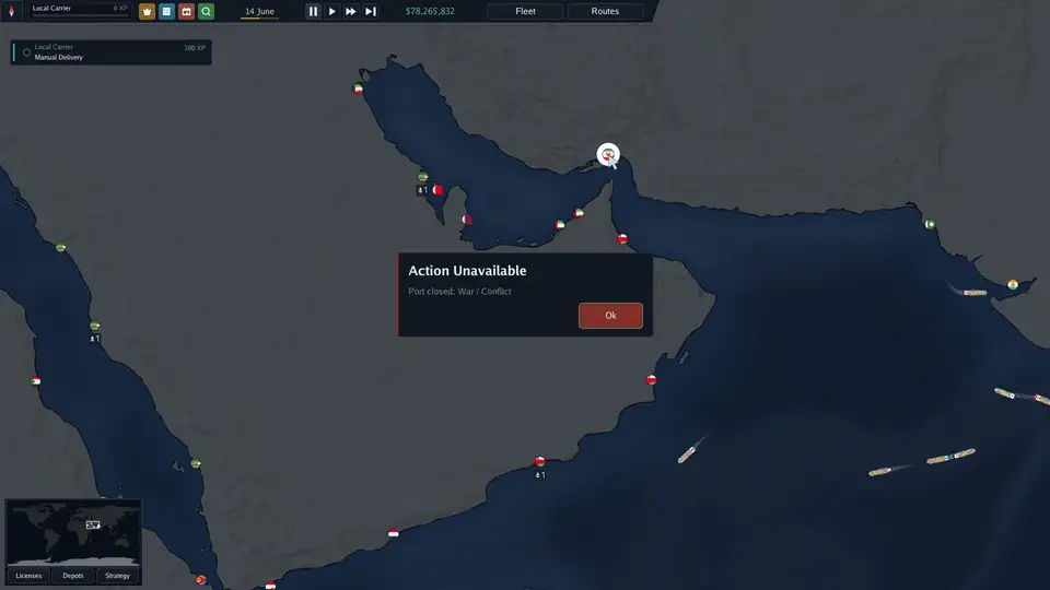 Action Unavailable: Port closed, War / Conflict, in the Gulf